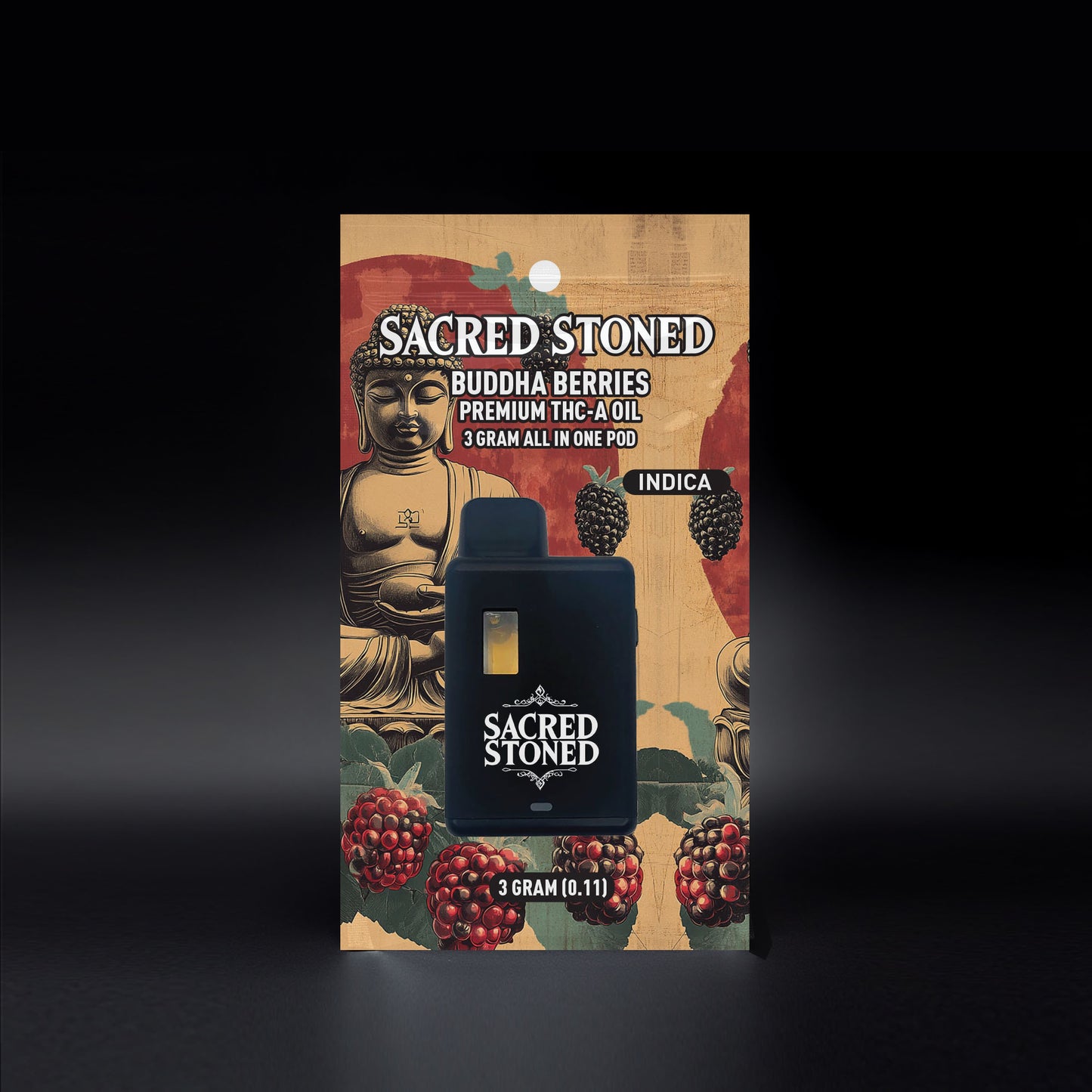 THC-A Vape - Buddha Berries - 3G - Indica/Relax All in One Disposable