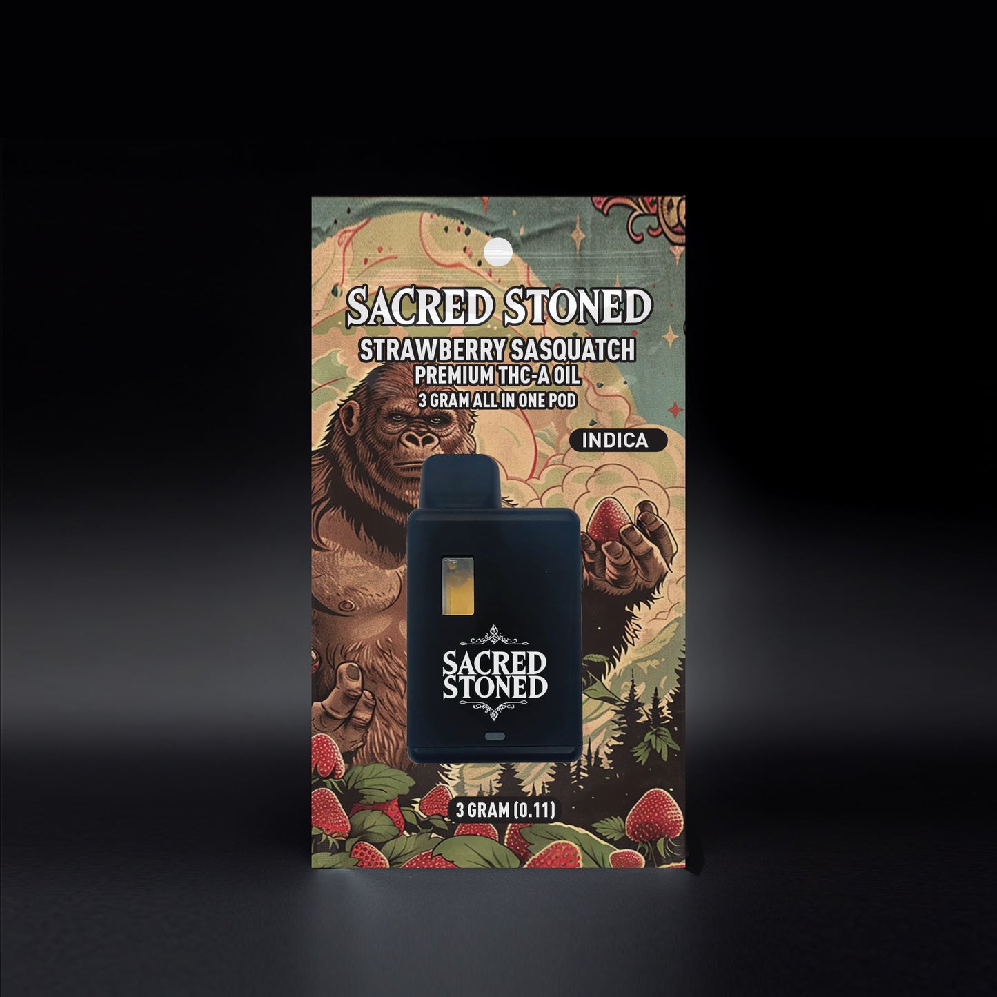 THC-A Vape - Strawberry Sasquatch  - 3G Indica/Chill - All in One Disposable